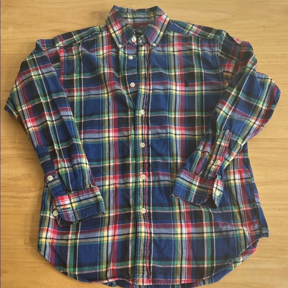 Ralph Lauren Boys Blue and Red Plaid Shirt M (10-12)